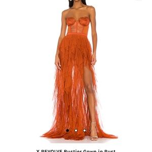 X Revolve Bustier Gown in Rust with Straps